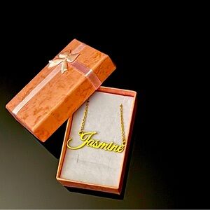 Jasmine 16”Stainless Steel Gold plated Nameplate Necklace